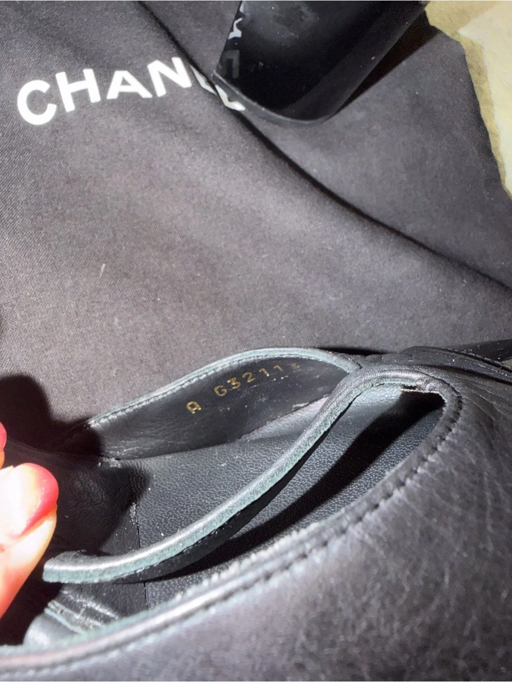 CHANEL Black Leather and Patent T-Strap Peep-Toe Heels